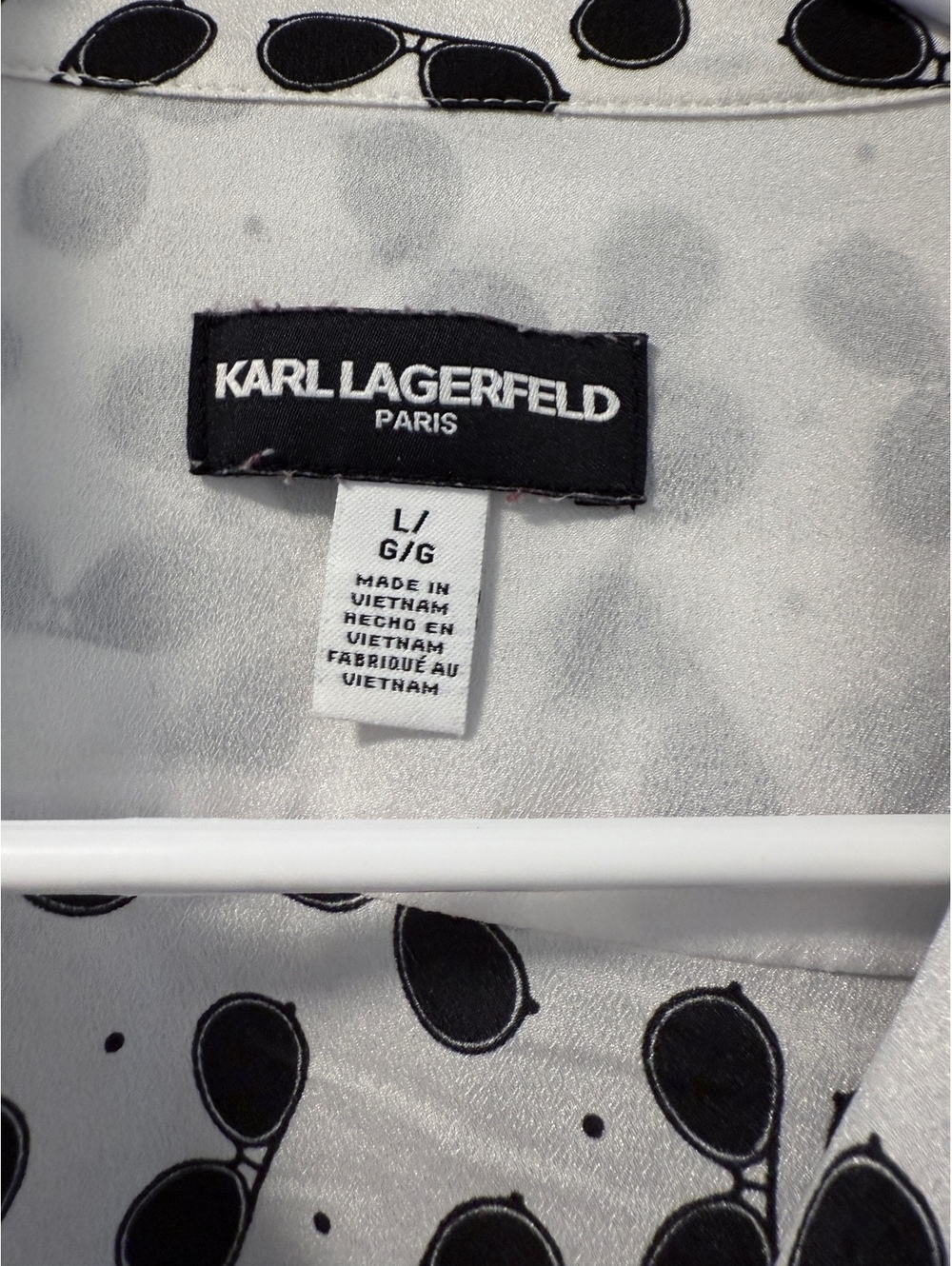 Karl Lagerfeld Black and White Sunglasses Blouse size L - Picture 3 of 7